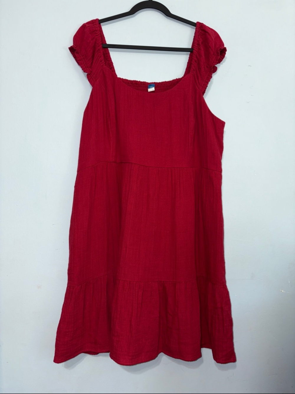 XXL Cotton Wine Deep Red off shoulder boho babydoll ruffle fall dress pockets